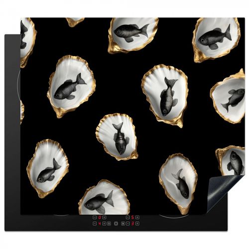 Protezione piano induzione - Ostriche - Nero - Pesce - Oro