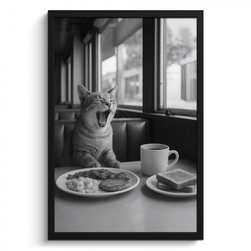 KitchenYeah - Cucina - Cornice per foto - Gatto - Caffè - Pane - Nero
