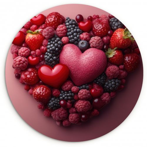Quadro rotondo - Frutta - Cuori - Fragole - Lamponi - Mirtilli