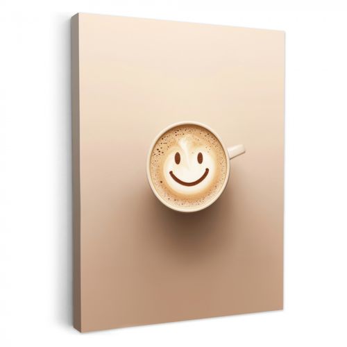 Dipinti su tela - Caffè - Schiuma di latte - Sorriso - Beige