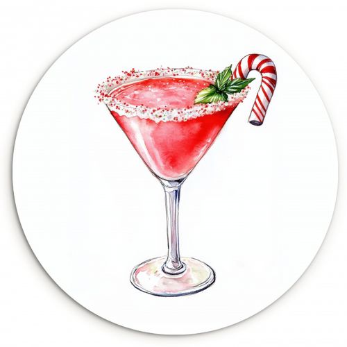 Quadro rotondo - Cocktail - Bevanda - Inverno - Arte