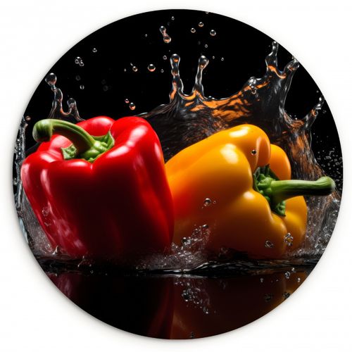 Quadro rotondo - Pepe - Acqua - Nero - Vegetale - Rosso - Giallo