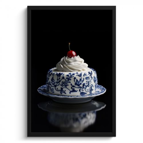 KitchenYeah - Cucina - Cornice per foto - Torta - Panna montata - Ciliegia - Piatto - Blu Delft