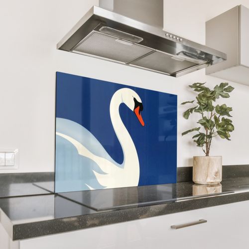 Parafango in alluminio - Cigno - Bianco - Becco - Illustrazione
