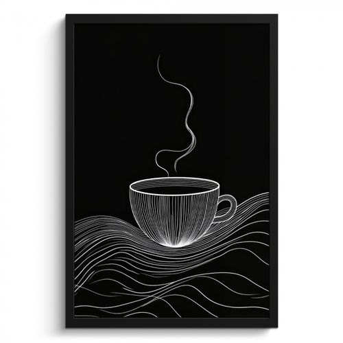 KitchenYeah - Cucina - Cornice per foto - Disegno lineare - Tazza da caffè - Nero