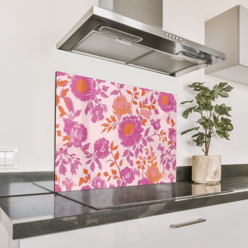 Parafango in alluminio - Motivo floreale - Rosa - Arancione - Fiori