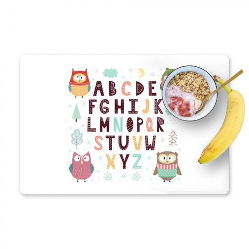 Tovagliette - Illustrazione alfabeto con gufi divertenti