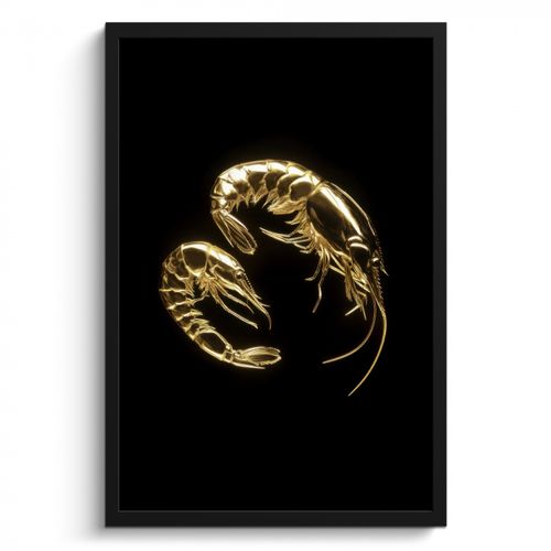 KitchenYeah - Cucina - Cornice per foto - Gamberi - Nero - Oro - Animali