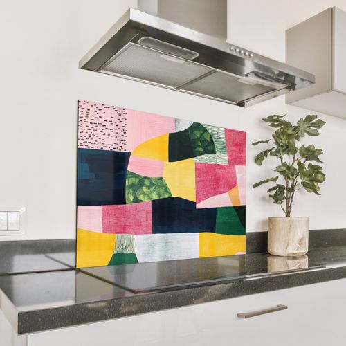 Parafango in alluminio - Astratto - Rosa - Forme - Giallo