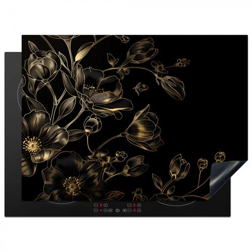Protezione piano induzione - Flora dorata su velluto nero