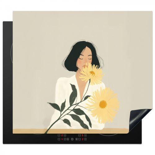 Protezione piano induzione - Donna - Fiore - Giallo - Minimalista