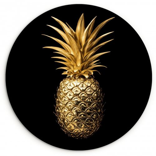 Quadro rotondo - Ananas - Nero - Oro - Lusso
