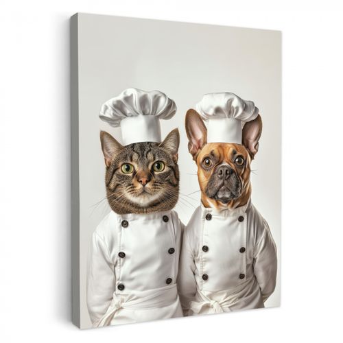 Dipinti su tela - Gatto - Cane - Vestiti da cuoco