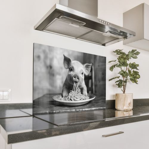 Parafango in alluminio - Maiale - Carino - Spaghetti - Bianco e nero - Animale