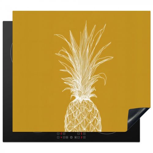 Protezione piano induzione - Illustrazione lineare - Ananas - Corona di foglie - Giallo ocra