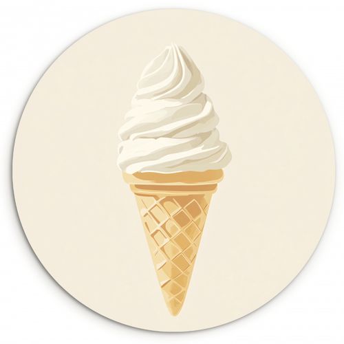 Quadro rotondo - Cono gelato - Bianco