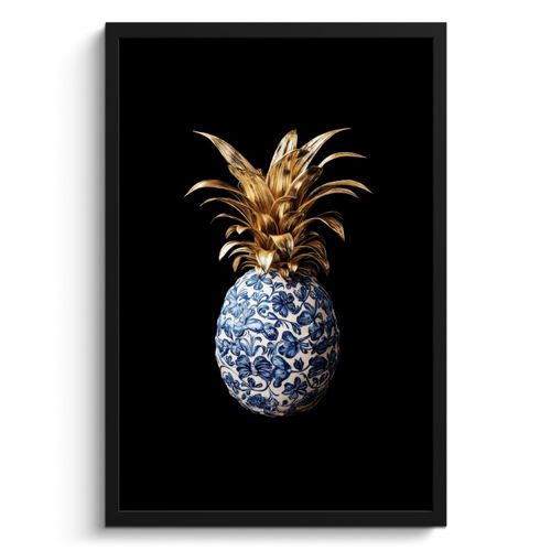 KitchenYeah - Cucina - Cornice per foto - Ananas - Motivo floreale - Oro - Delftware