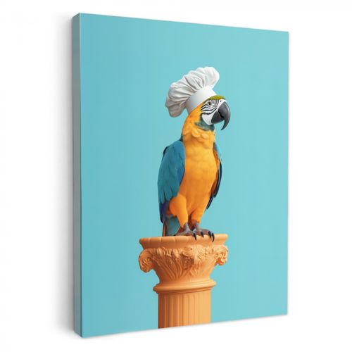 Dipinti su tela - Pappagallo - Cappello da cuoco - Divertente - Uccello