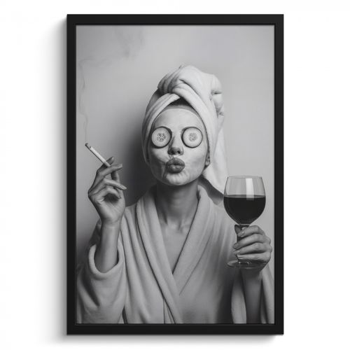 KitchenYeah - Cucina - Cornice per foto - Donna - Maschera - Vino - Sigaretta