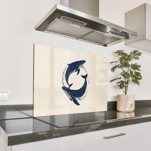 Parafango in alluminio - Balene - Spruzzi - Cerchio - Blu scuro