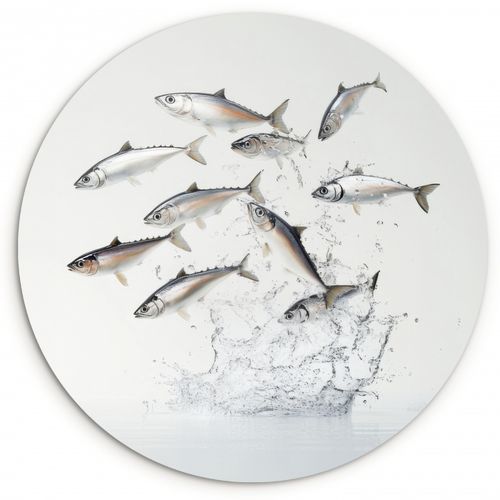 Quadro rotondo - Pesce - Acqua - Bianco