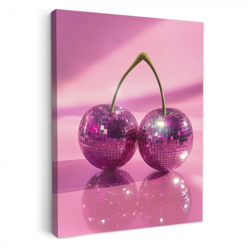 Dipinti su tela - Glitter - Disco ball - Rosa - Ciliegia