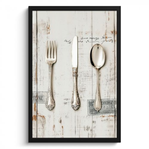 KitchenYeah - Cucina - Cornice per foto - Argento - Posate - Legno