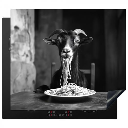 Protezione piano induzione - Capra - Piatto - Spaghetti - Bianco e nero