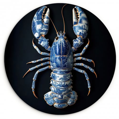 Quadro rotondo - Aragosta - Blu Delft - Scudo - Resistente