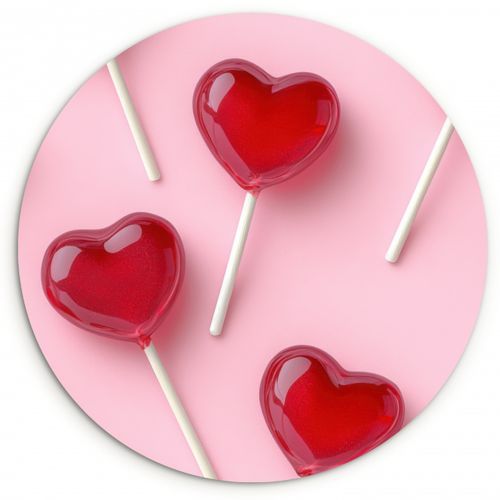 Quadro rotondo - Lecca-lecca - Cuori - Rosa