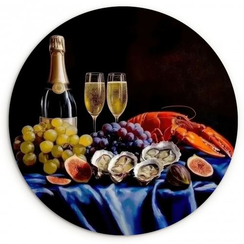 Quadro rotondo - Champagne - Lusso - Ostriche