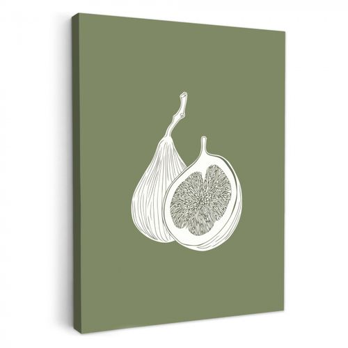 Dipinti su tela - Fichi - Minimalista - Disegnato - Verde muschio