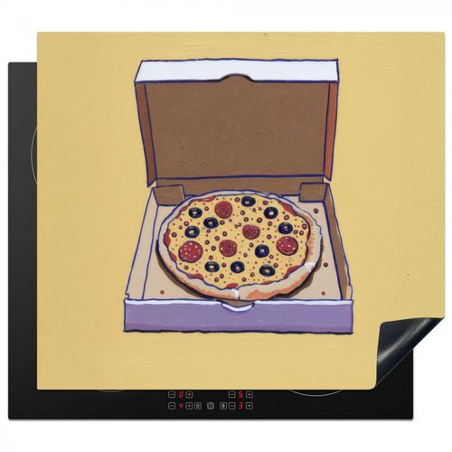 Protezione piano induzione - Pizza - Scatola - Salame - Illustrazione