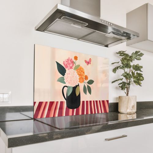 Parafango in alluminio - Vaso - Fiori - Farfalla - Rosso