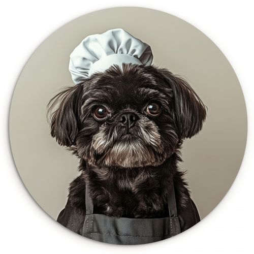 Quadro rotondo - Abbigliamento da cuoco - Nero - Cane