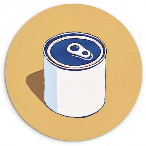 Quadro rotondo - Stagno - Minimalista - Blu - Illustrazione