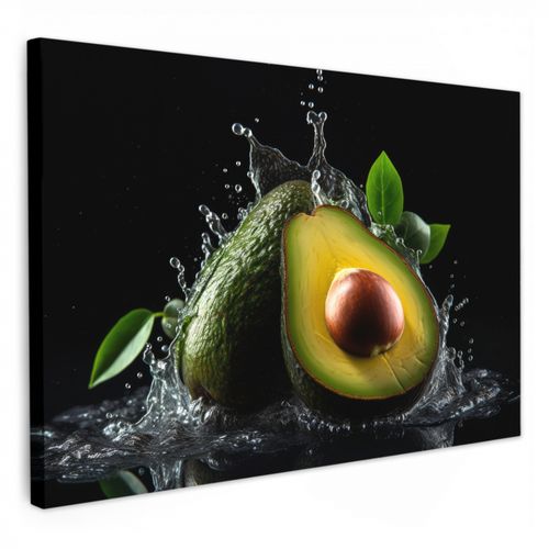 Dipinti su tela - Avocado - Verdura - Foglia - Acqua - Nero - Verde