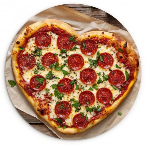 Quadro rotondo - Pizza - Cuore - Peperoni - Pomodoro