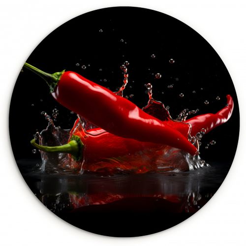 Quadro rotondo - Pepe - Rosso - Nero - Acqua - Vegetale