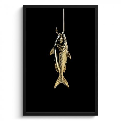 KitchenYeah - Cucina - Cornice per foto - Oro - Pesce - Gancio - Nero