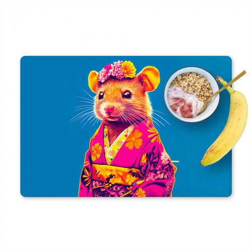Tovagliette - Mouse - Kimono - Fiori - Blu