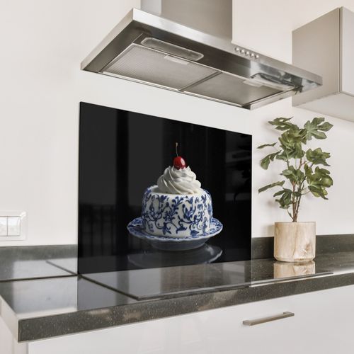 Parafango in alluminio - Torta - Panna montata - Ciliegia - Piatto - Blu Delft