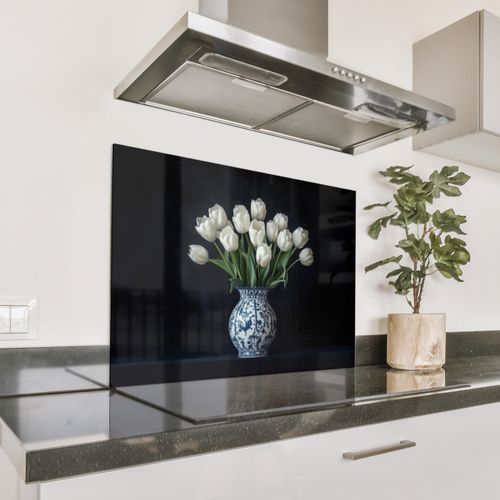 Parafango in alluminio - Bianco - Fiori - Tulipani - Vaso