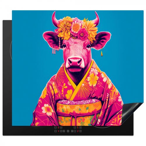 Protezione piano induzione - Mucca - Corona di fiori - Orecchini - Kimono