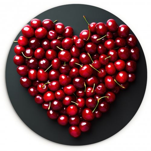 Quadro rotondo - Ciliegia - Cuore - Rosso - Nero