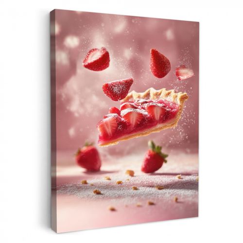 Dipinti su tela - Fragola - Torta - Cibo - Rosa