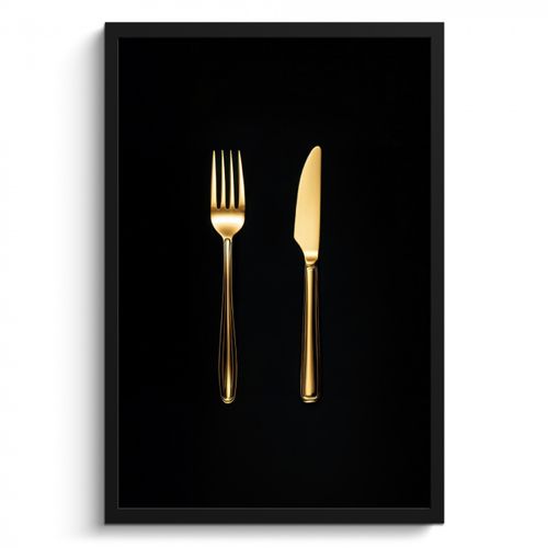 KitchenYeah - Cucina - Cornice per foto - Posate - Oro - Coltello - Forchetta