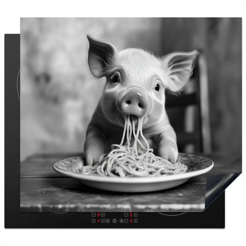 Protezione piano induzione - Maiale - Carino - Spaghetti - Bianco e nero - Animale