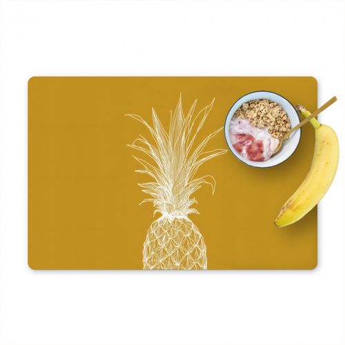 Tovagliette - Illustrazione lineare - Ananas - Corona di foglie - Giallo ocra