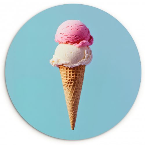 Quadro rotondo - Gelato Scoop - cono - Blu